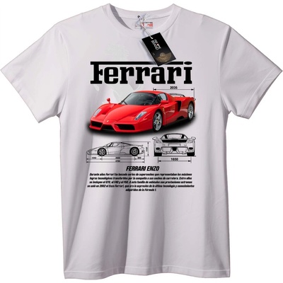 NOONEBRAND Тениска с Дизайн на Ferrari - 2XL, White