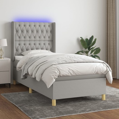Petrashop 3139085 boxspring postel s matrací a LED světle šedá textil