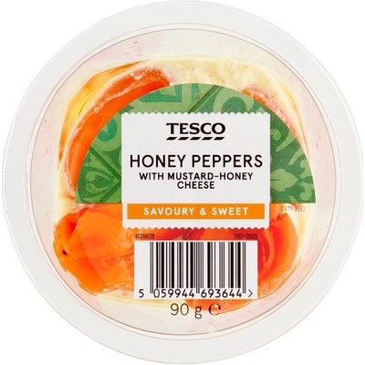 Tesco Marinovaná žltá paprika plnená čerstvým syrom s horčicou a medom 90 g