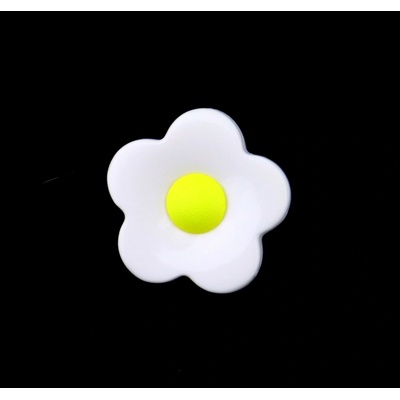 Pro Háčkování Knoflík kytka 19 mm, bílý se žlutou