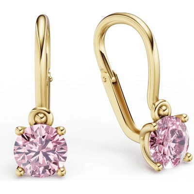 Danfil Dětské náušnice C4910 ze žlutého zlata s kamínkem Pink, zapínání brizura