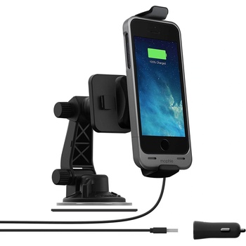 mophie поставка за кола, зярядно и MicroUSB кабел за iPhone 5S, iPhone 5, iPhone SE(черен) - Mophie Car Dock Charger