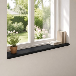 vidaXL Парапети за прозорци 2 бр. Черно 110 x 30 x 2 cm Солидно бук (42048355)