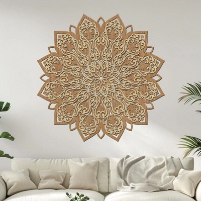 dřevo života 2 vrstvá mandala ROZKVĚTU Rozměry (cm): 60x60, Zvolte barevný dekor: javor-horsky dub