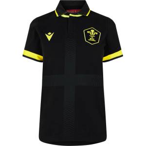 Macron Women's Wales Replica Rugby Shirt - Black/Yellow