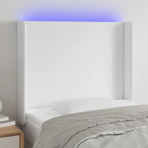 vidaXL LED горна табла за легло, бяла, 93x16x118/128 см (3123847)