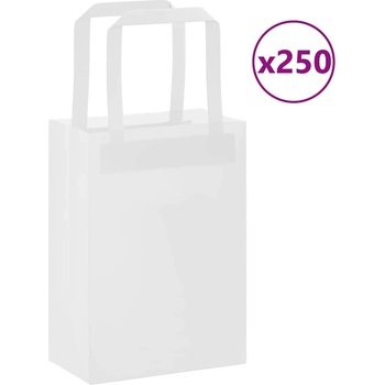 vidaXL Хартиени торбички 250 бр с дръжки бели 15x8x21 см (4101837)