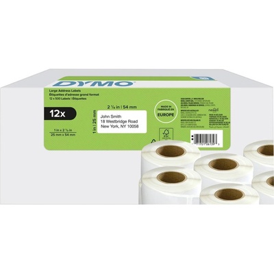 DYMO etikety v roli 25 x 54 mm biela 6000 ks trvalé 2177563 prepravné štítky; 2177563