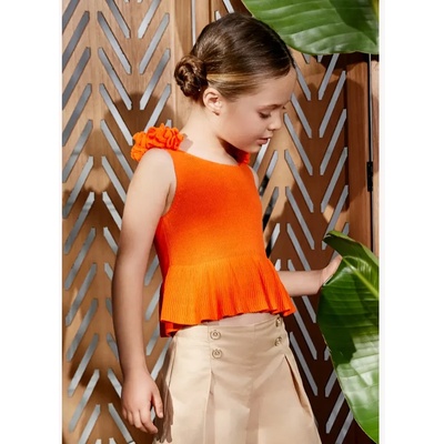 Abel & Lula Къс потник рипс в оранжев цвят за момиче Abel&Lula