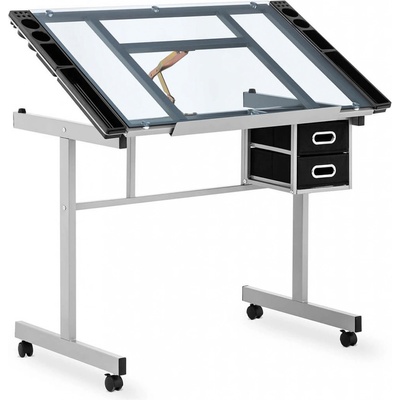 Fromm & Starck Kreslicí stůl 104 x 60 cm nastavení sklonu a výšky skleněná deska stříbrný EX10260096