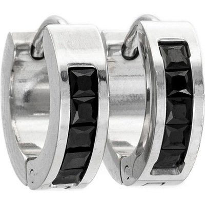 BRUNOshop.cz Náušnice kroužky s kamínky ČERNÉ S4526