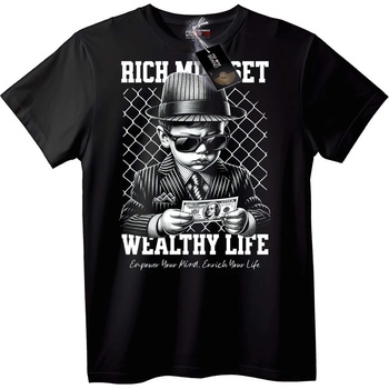 NOONEBRAND Тениска Богат ум, заможен живот - 2XL, Black