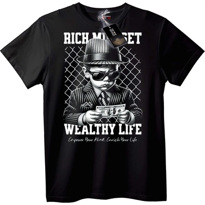 NOONEBRAND Тениска Богат ум, заможен живот - 2XL, Black