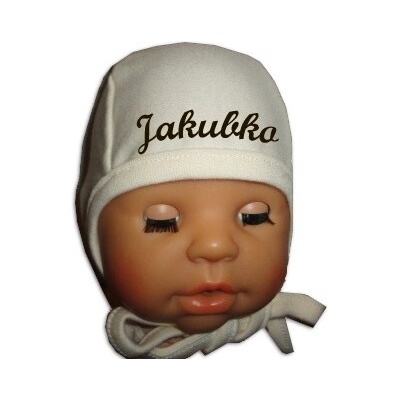 Abenys kojenecká čiapka BABY s menom krémová