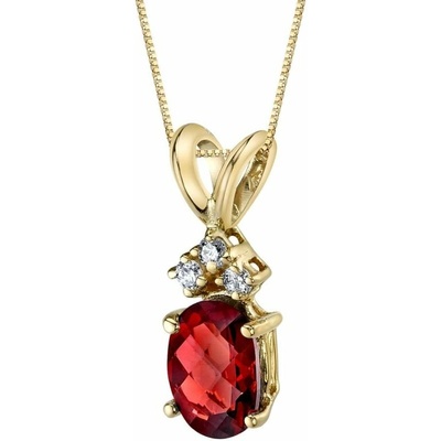 Eppi Zlatý přívěsek s oválným granátem a diamanty Tamatha P33927