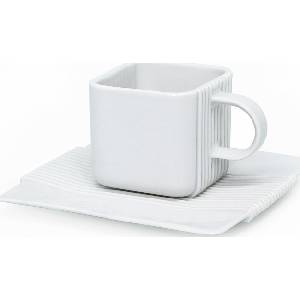 Ćmielów Design Studio Чаша за кафе и чай System с чинийка бяла (8002970A2CDC1)