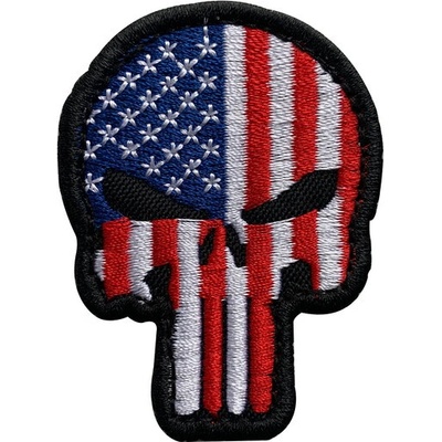 WARAGOD Nášivka Embroidery Patriot Punisher US Flag 6x4.5cm