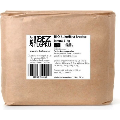Život bez lepku BIO kukuričná krupica jemná 1 kg