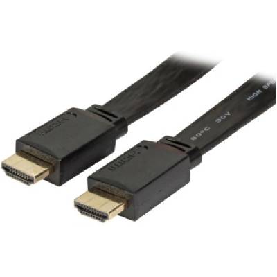 HDMI плосък кабел, HDMI Type A, мъжки-мъжки, черен & mdash; 3 метра (K7901.3)