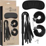 Intense Fetish Erotic Playset 1 With Handcuffs, Blind Mask & Flogger Black