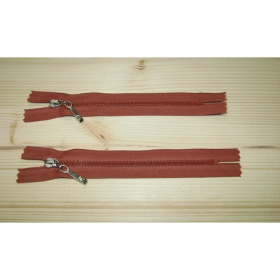 Kostenný zips tehlová tmavá 3mm nedeliteľný 14cm