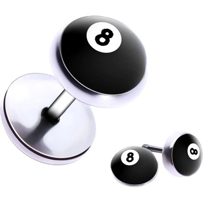 Šperky eshop falešný piercing do ucha z oceli biliárová koule číslo "8" AA41.04