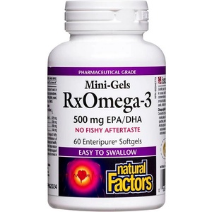 Natural Factors RXOmega-3 Mini-Gels, 500 mg, 60 софтгел капсули, Natural Factors