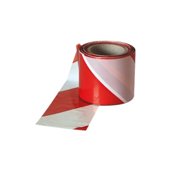 Image 1 of Сигнална лента tred 100 червено-бяла, 100 м, 75 мм, полиетилен (556-1)