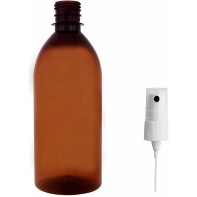Tera Plastová lahvička hnědá s kosmetickým rozprašovačem 500 ml