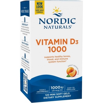 Nordic Naturals Vitamin D3 1000 IU [120 Гел капсули] Портокал
