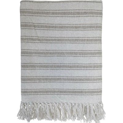 Chic Antique Béžovo-latté pruhovaný pléd so strapcami Grain 130x170
