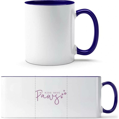 PrintEQ TTH Dvoubarevný Hrnek Design Moje děti mají tlapky Bílá Kobaltová Modř Standard Dárky 250 ml