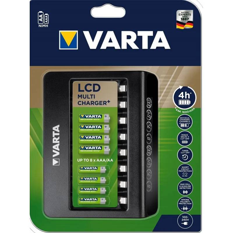 Batterij lader - Type: Netstroom Merk: Varta - 57688 Laadtijd: 8 uur Geschikt voor: AA, AAA, C