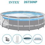 Intex Басейн с метална конструкция, 488x122 см, INTEX 26730NP Prism Frame ClearView, с филтърна помпа, стълба, подложка, покривало (26730NP)