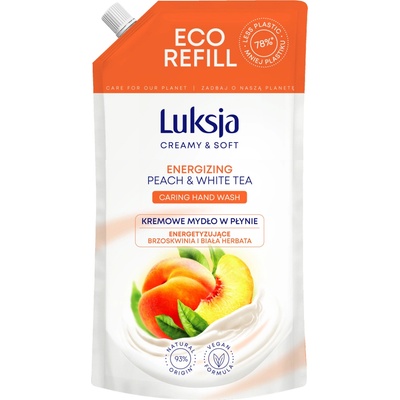 Luksja tekuté mydlo náhradná náplň Broskyňa/biely čaj 900 ml