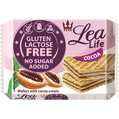 Flis Lea Life Bezlepkové Oplátky s kakaovou náplňou bez cukru 95 g