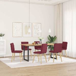 vidaXL Трапезни столове, 6 бр, виненочервени, плат (3315628)