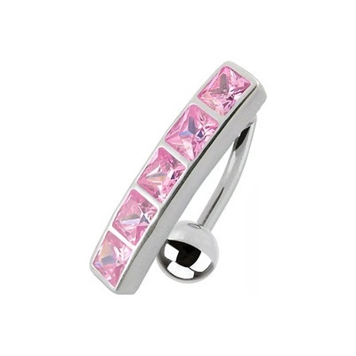 Šperky4U stříbrný piercing do pupíku se štítem obrácený BP01162-P