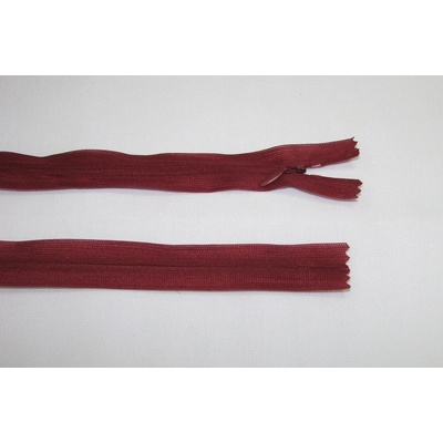Zips krytý 3mm bordový nedeliteľný 45cm dederon