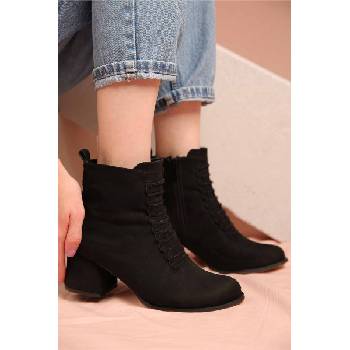 Moda Trend Дамски боти от велур - Черни 298080 (298080_Черно)