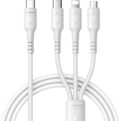 Joyroom S-A61 3v1 univerzálny nabíjací USB-C na USB-C / Lightning / micro USB 1,2m bílý