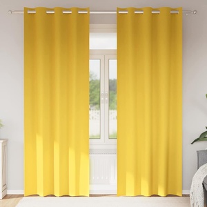 Pure Line Home Плътни завеси в цвят лимоненожълто с метални халки, 2 бр. , 140 x 245 см