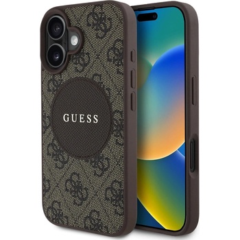 GUESS Калъф Guess 4G Circle Classic Logo MagSafe за iPhone 16 - кафяв