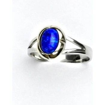 Čištín Stříbrný prsten tmavě modrý syntetický opál T 1374