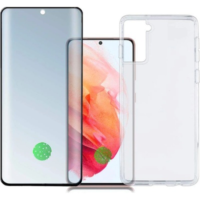 4smarts 360° Premium Protection Set UltraSonix - тънък силиконов кейс и стъклено защитно покритие за дисплея на Samusg Galaxy S21 (прозрачен)