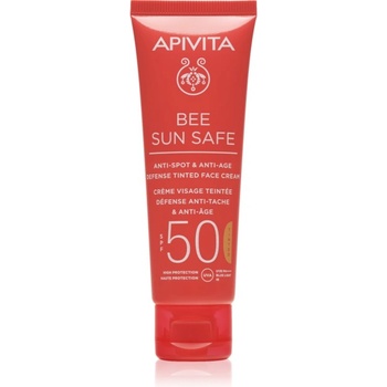 APIVITA Bee Sun Safe Anti-Spot and Anti-Age Tinted Face Cream SPF50 защитен тониращ крем за лице SPF 50 цвят Natural 50ml