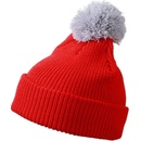 Myrtle Beach MB7967 zimní čepice s bambulí Tomato stříbrná