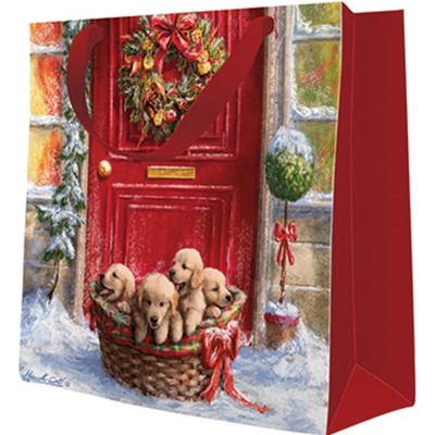 Dárková taška PAW Basket with puppies, square - 17x17x6 cm 619459