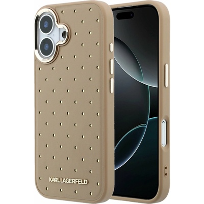 Karl Lagerfeld PU Perforated Gold Dots MagSafe Zadní Kryt pro iPhone 17 Beige
