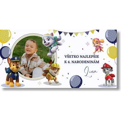 Personal Narodeninový banner s fotkou - Paw Patrol Boy Rozmer banner: 130 x 65 cm